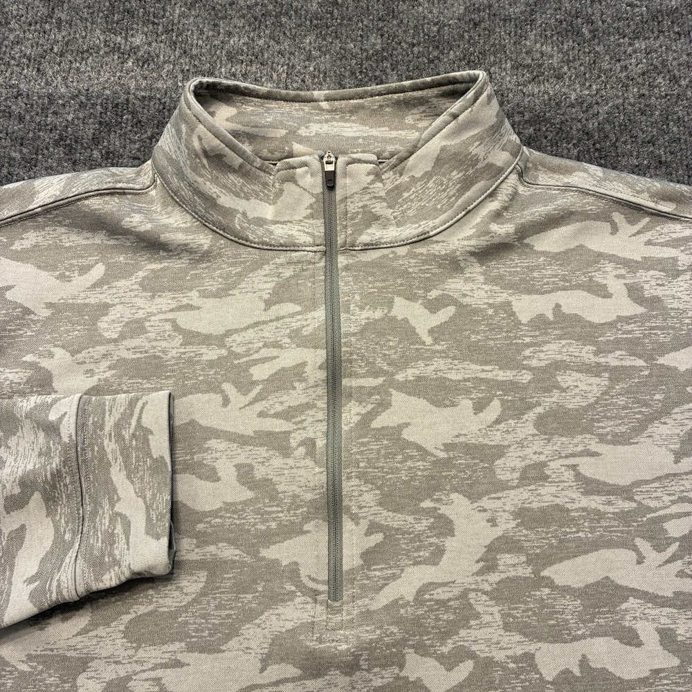 Straight Down 1/4 Zip Pullover Golf Sweater Mens XL Gray Camo Pattern Stretch